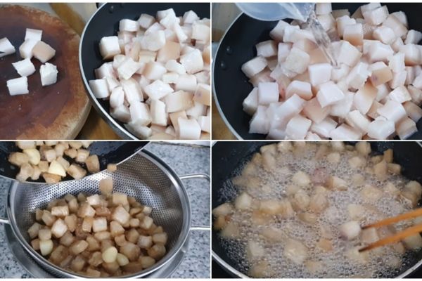 Cách làm mỡ heo phi vàng giòn dùng để nấu món ngon cach lam mo heo 1